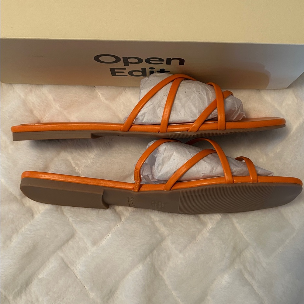 Open Edit Women's Strappy Bright Orange Sandals size 9.5 - Picture 4 of 8